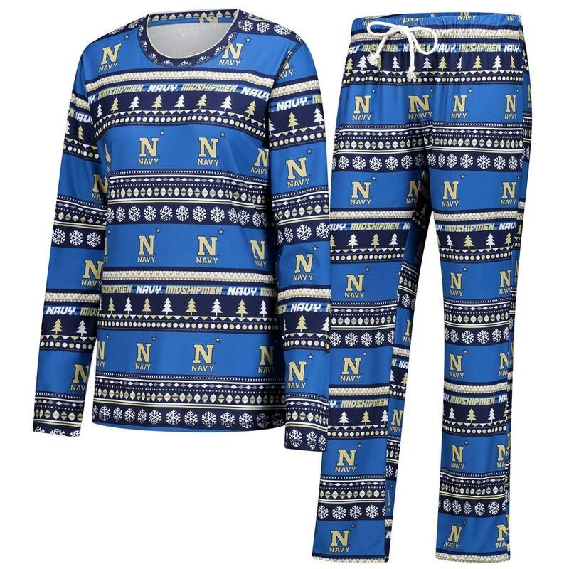アンブランデッド レディース アンダーウェア ナイトウェア パンツ セーター Unbranded Womens Conceptsport Navy Midshipmen Ugly Sweater Holiday Long Sleeve Top Pantslee
