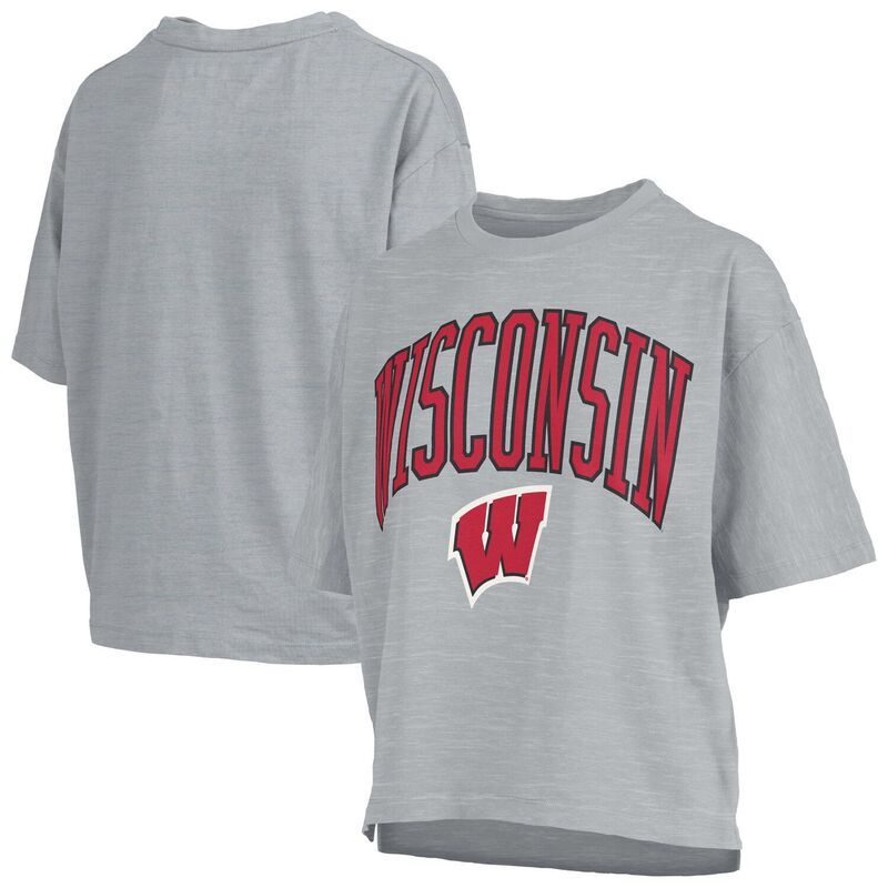 プレスボックス レディース トップス Tシャツ Womens Pressbox Gray Wisconsin Badgers Nelson TShirt Wis Grey グレー