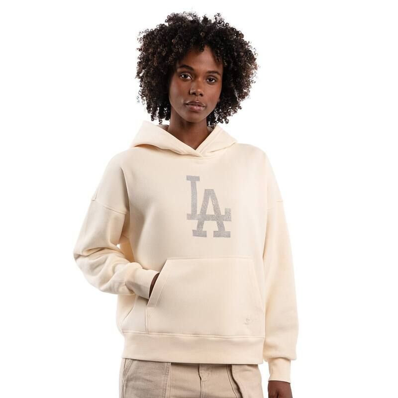 スターター レディース トップス Tシャツ フリース パーカー Womenstarter Cream Los Angeles Dodgers Fleece Rhinestone Hoodie Lad Beige ベージュ
