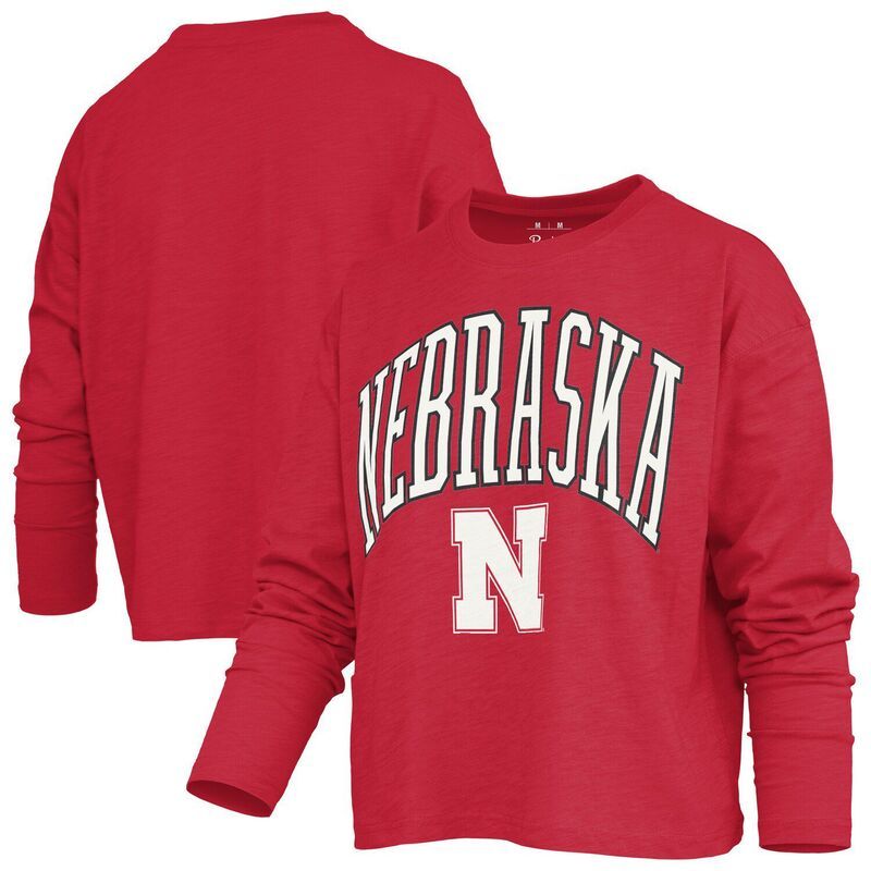 プレスボックス レディース トップス Tシャツ Womens Pressbox Red Nebraska Huskers Motley Boxy WaistLength Long Sleeve TShirt Neb Red レッド