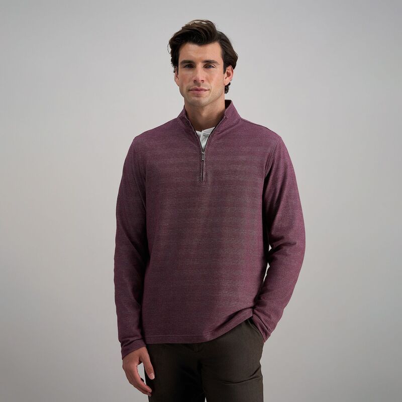 ハガー メンズ トップス Tシャツ ハーフジップ モックネック Haggar Long Sleeve Quarter Zip Mock Neck Shirt Merlot