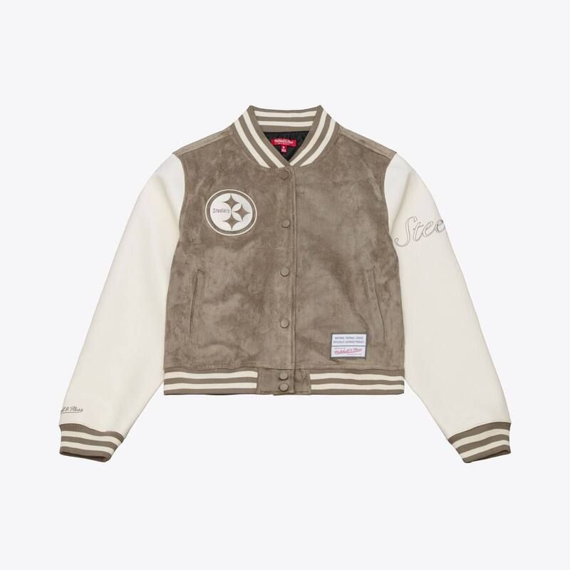 ミッチェルネス レディース アウター ジャケット・ブルゾン Tシャツ Womens Mitchell Ness Tan Pittsburgh Steelers FullSnap Varsity Jacket Stl Multi マルチカラー