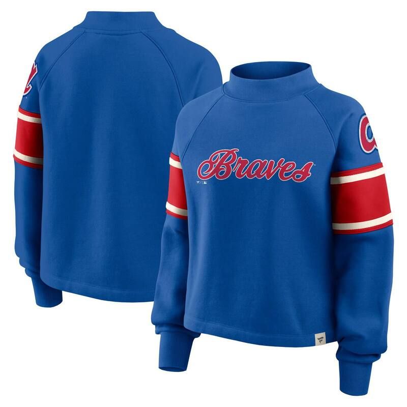 ファナティクス レディース トップス Tシャツ スウェット Womens Fanatics Royal Atlanta Braves Oversized Tossweep Raglan Pullover Sweatshirt Brv Blue ブルー