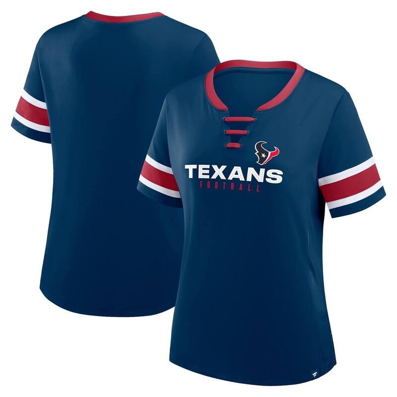 ファナティクス レディース トップス Tシャツ プラスサイズ レース Womens Fanatics Navy Houston Texans Plusize Red Zone Athena LaceUp VNotch Neck TShirtxs Navy ネイ