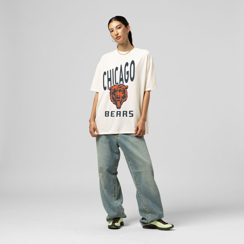 ミッチェルネス レディース トップス Tシャツ ロゴ Womens Mitchell Ness Cream Chicago Bears Logo Rise Boyfriend TShirt Brs Beige ベージュ