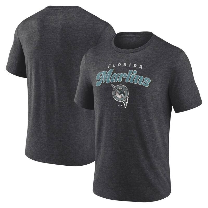 アンブランデッド メンズ トップス Tシャツ Unbranded Mens Charcoal Florida Marlins WondermentriBlend TShirt Mlb Charco チャコール