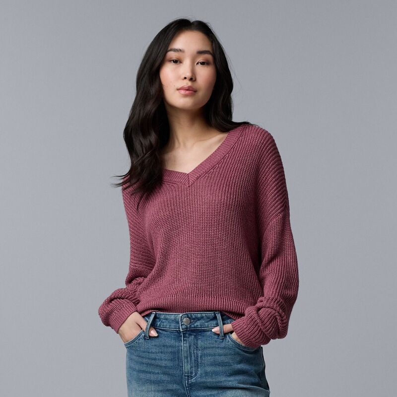 ヴェラウォン レディース アウター ニット・セーター Vネック Womensimply Vera Wang VNeck Sweateraspberry Frosting