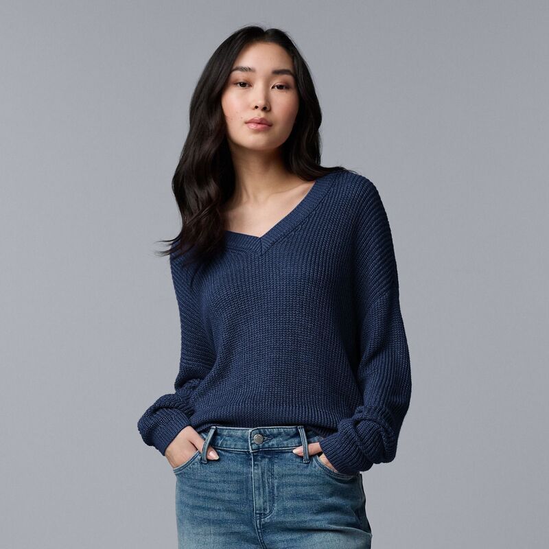 ヴェラウォン レディース アウター ニット・セーター Vネック Womensimply Vera Wang VNeck Sweater Liberty Navy ネイビー