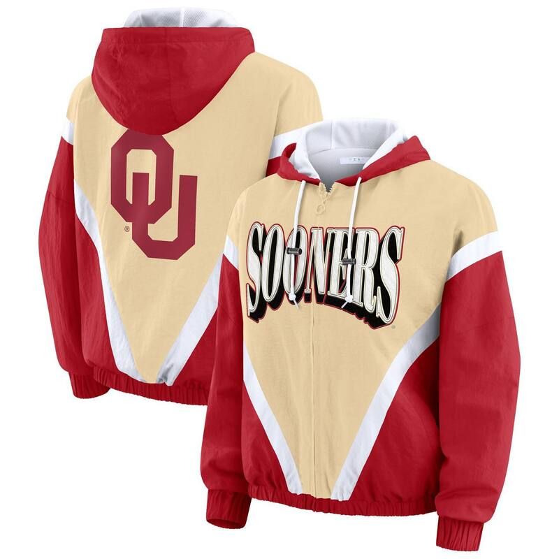 ウェア バイ エリン アンドルーズ レディース アウター ジャケット・ブルゾン カラーブロック パーカー Womens WEAR by Erin Andrews GoldCrimson Oklahoma Sooners Colorblock FullZip H
