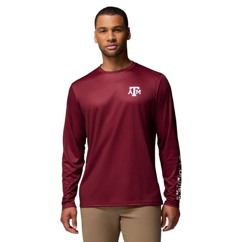 コロンビア メンズ トップス Tシャツ Mens Columbia Maroon Texas AM Aggies PHG Terminal Shot Long Sleeve TShirtam Red レッド