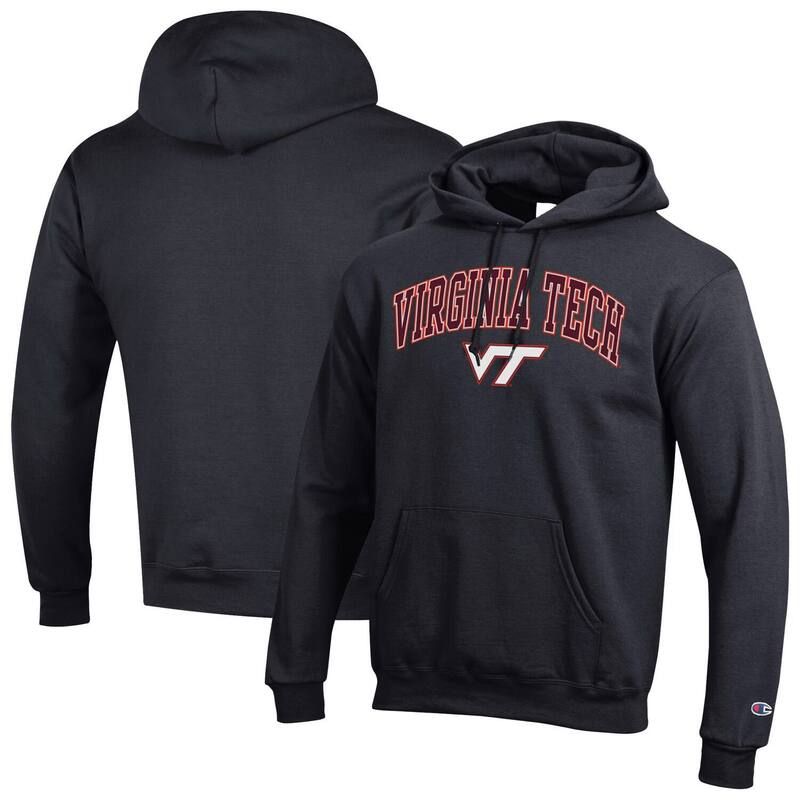 チャンピオン メンズ トップス Tシャツ ロゴ パーカー MensChampion Black Virginia Techokies Arch Over Logo Pullover Hoodie Vat Black ブラック