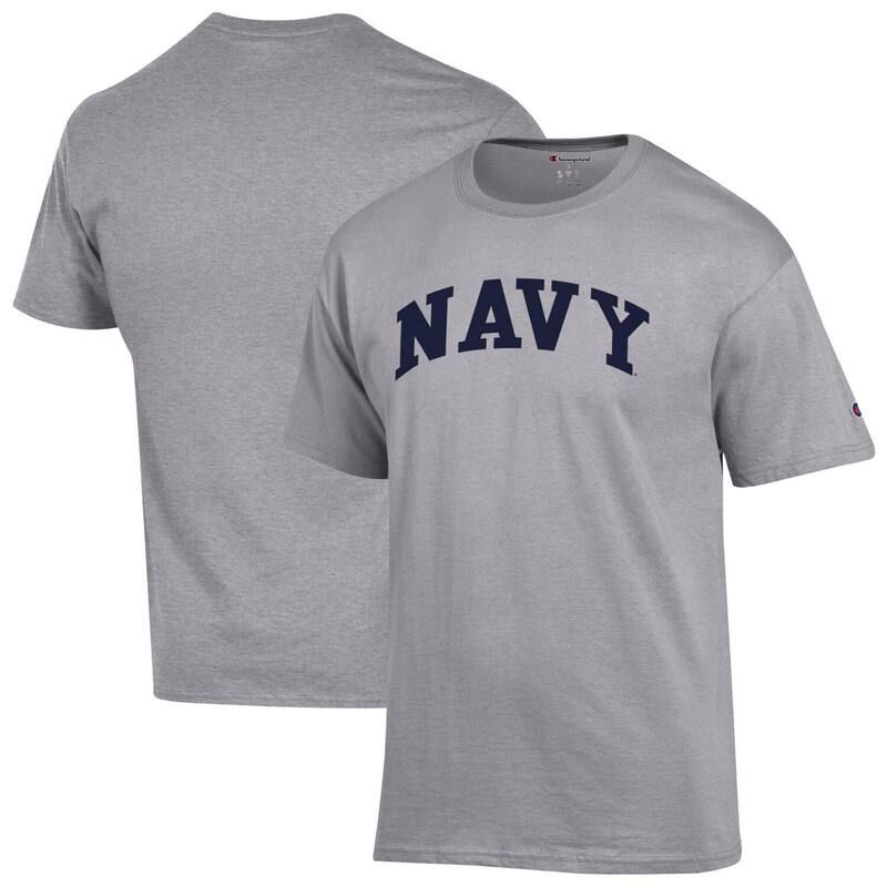 チャンピオン メンズ トップス Tシャツ Mens Champion Heather Gray Navy Midshipmen Basic Arch TShirt Nvy Grey グレー