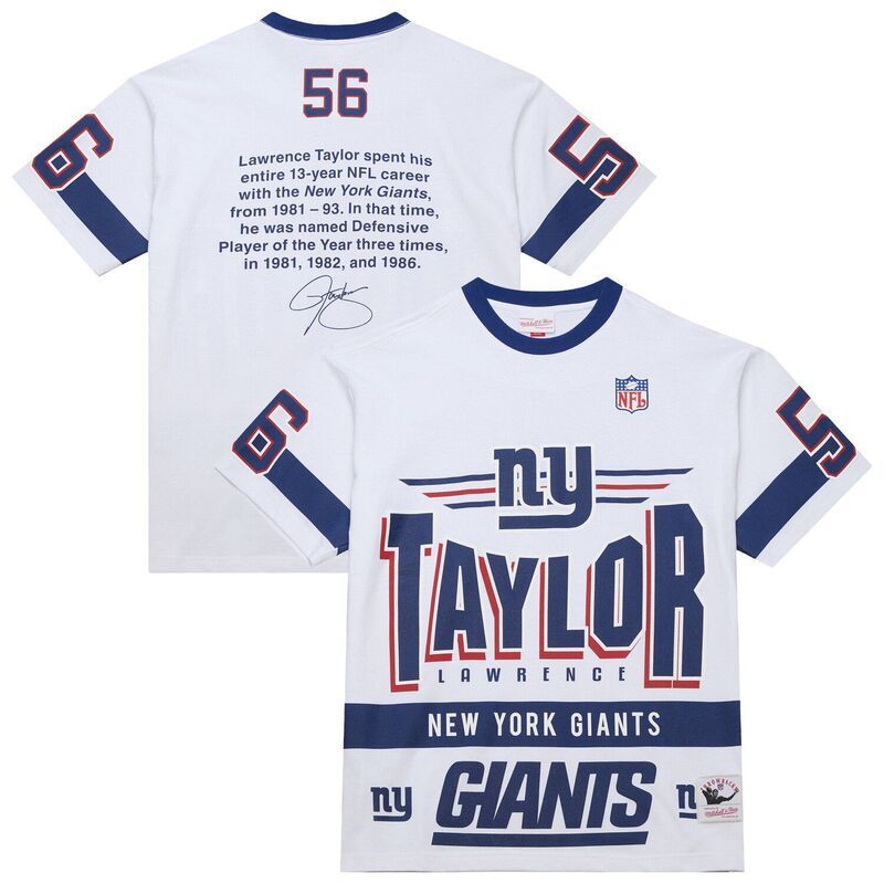 ミッチェルネス メンズ トップス Tシャツ ヴィンテージ ロゴ MensMitchell Ness Lawrence Taylor White New York Giants Name Number Team Origins Vintage Logo TShi