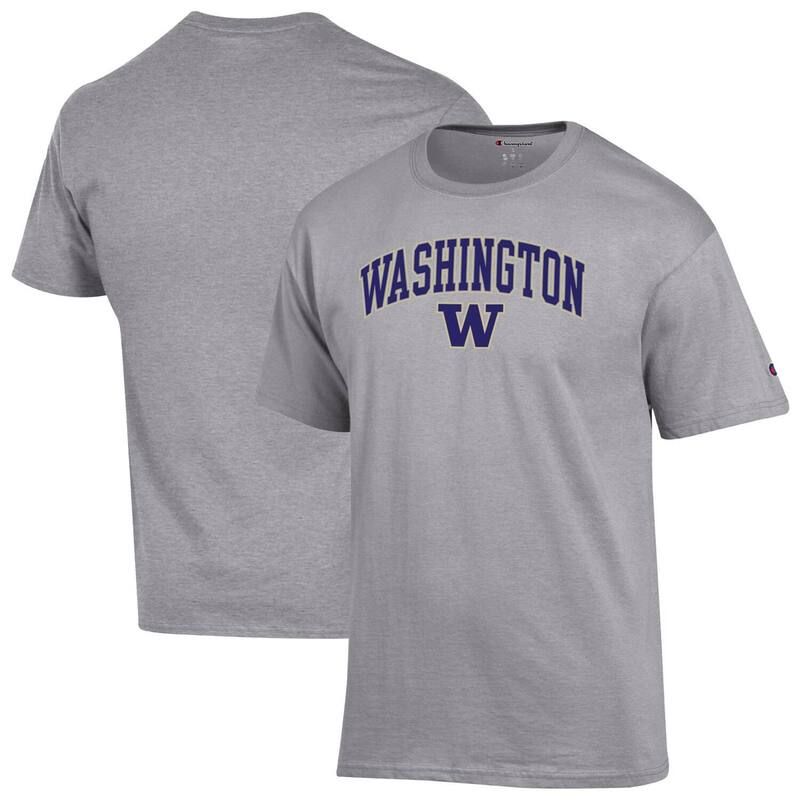 チャンピオン メンズ トップス Tシャツ ロゴ MensChampion Heather Gray Washington Huskies Arch Over Logo TShirt Wsh Grey グレー