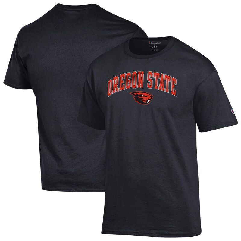 チャンピオン メンズ トップス Tシャツ ロゴ MensChampion Black Oregon State Beavers Arch Over Logo TShirt Ors Black ブラック