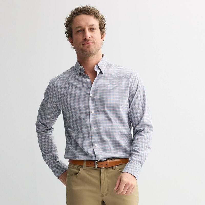 ソノマ メンズ トップス Tシャツ スリムフィット プリント 半袖 Mensonoma Goods For Life ShortSleeve Printed Slim Fit Performance Shirt Blue Coral Tex Plaid ブルー