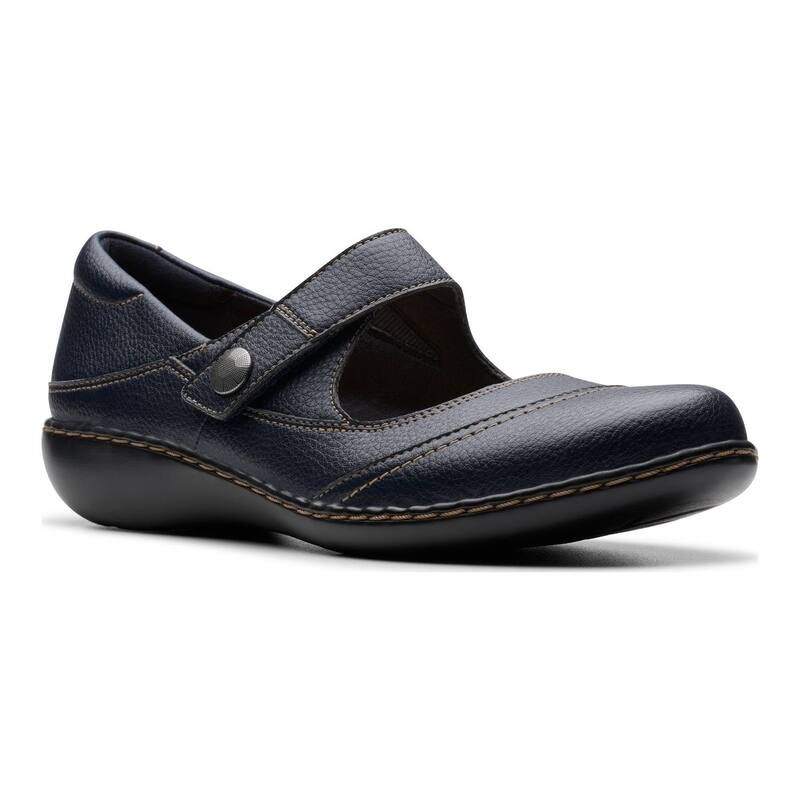 クラークス レディース シューズ スニーカー レザー Clarks Ashland Elayne Womens Leather Mary Jane Shoes Navy Tumbled ネイビー