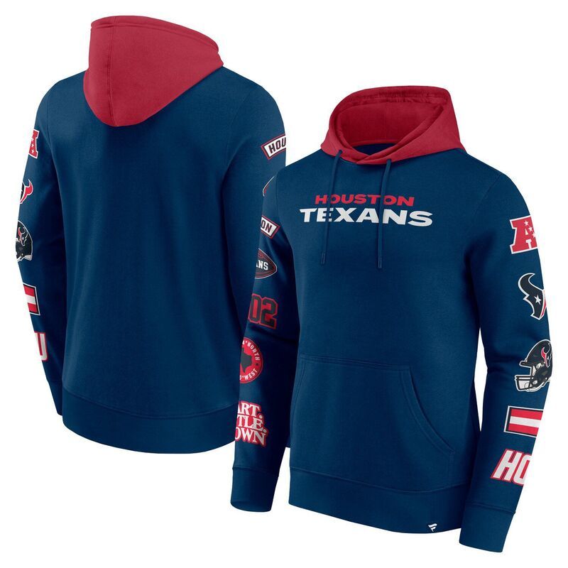 【送料無料】 ファナティクス メンズ Tシャツ トップス Mens Fanatics NavyCardinal Houston Texans Patched Out Pullover Hoodie Txs Navy