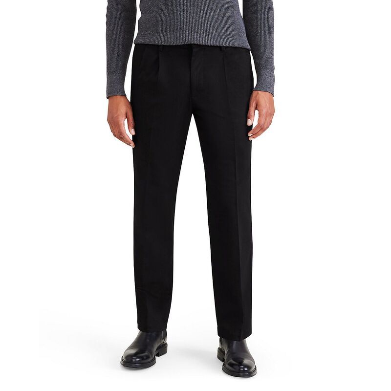 ドッカーズ メンズ ボトムス カジュアルパンツ プリーツ トール Big Tall Dockersignature Iron Free Stain Defender Classic Fit Pleated Pants Beautiful Black ブラック