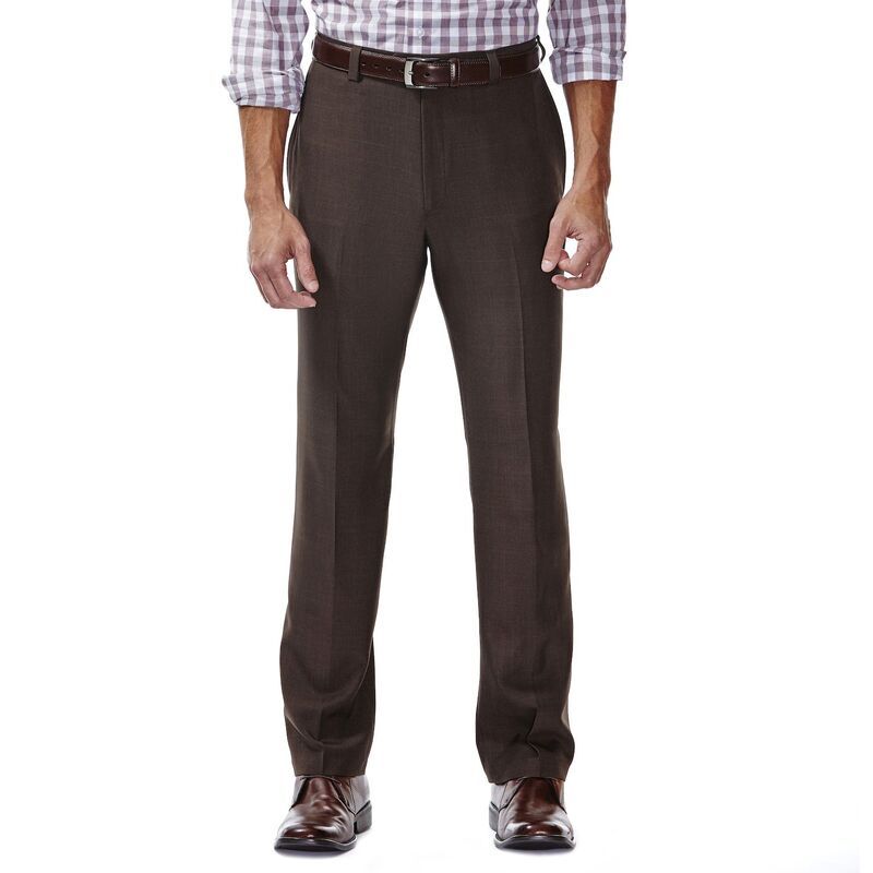 ハガー メンズ ボトムス カジュアルパンツ Mens Haggar eCLo Stria ClassicFit FlatFront Dress Pants Brown ブラウン