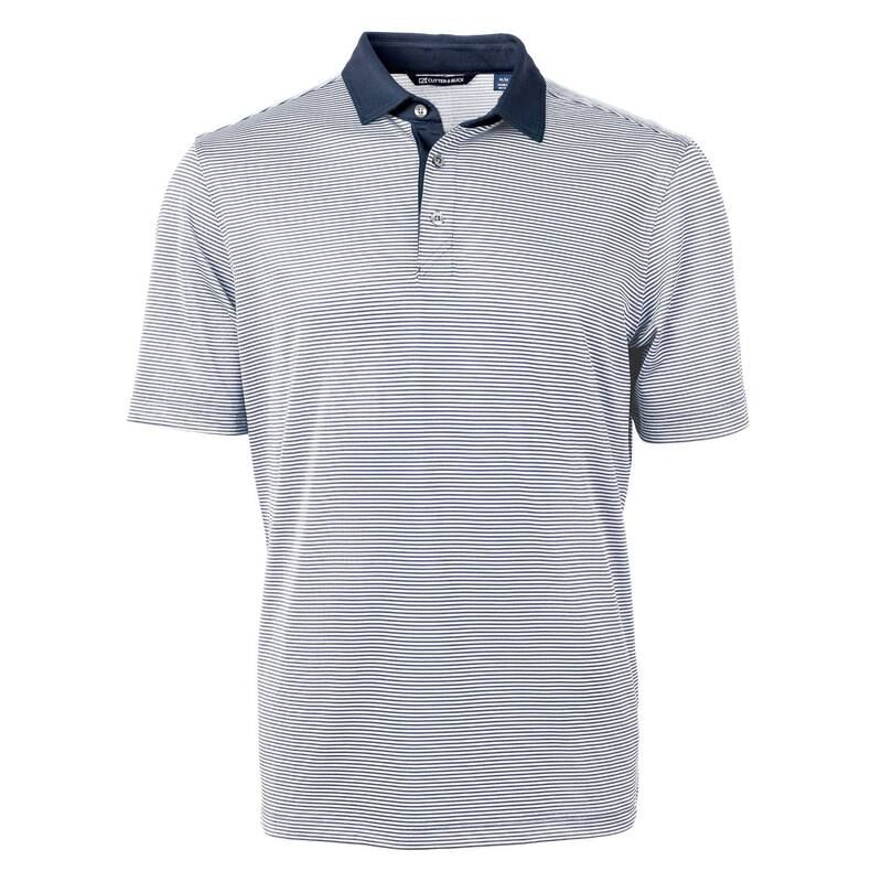 カッターアンドバック メンズ トップス Tシャツ ポロシャツ トール Cutter Buck Virtueco Pique Micro Stripe Recycled Mens Big Tall Polo Navy Blue ネイビー