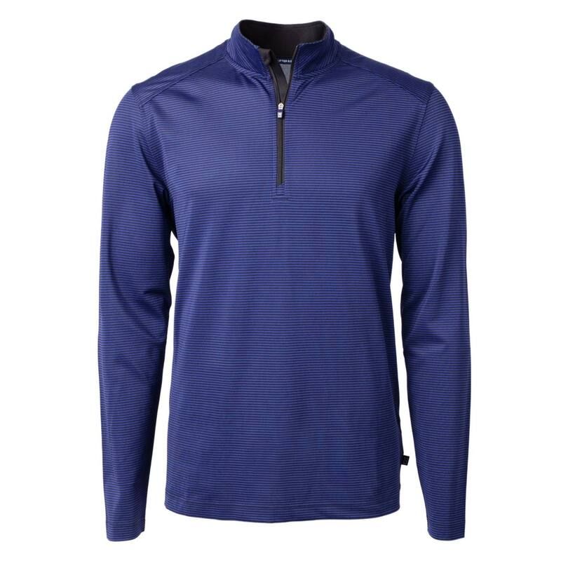 カッターアンドバック メンズ アウター ジャケット・ブルゾン ハーフジップ トール Cutter Buck Virtueco Pique Micro Stripe Recycled Mens Big Tall Quarter Zip Tour Blue ブルー