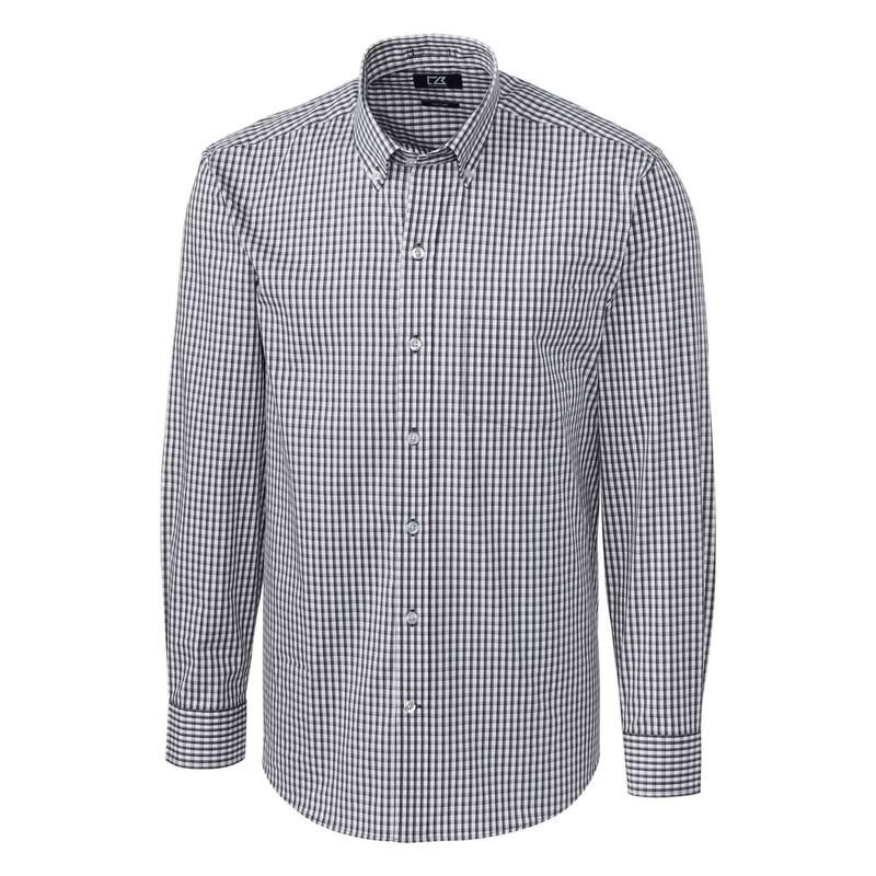 カッターアンドバック メンズ トップス Tシャツ ギンガムチェック トール ギンガム Cutter Buck Easy Care Stretch Ginghamens Big and Tallong Sleeve Dresshirt Charcoal チャコー