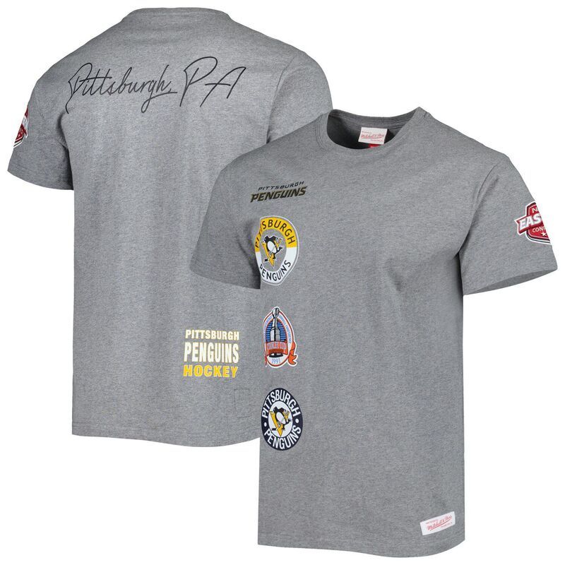 ミッチェルネス メンズ トップス Tシャツ Mens Mitchell Ness Heather Gray Pittsburgh Penguins City Collection TShirt Pngrey グレー