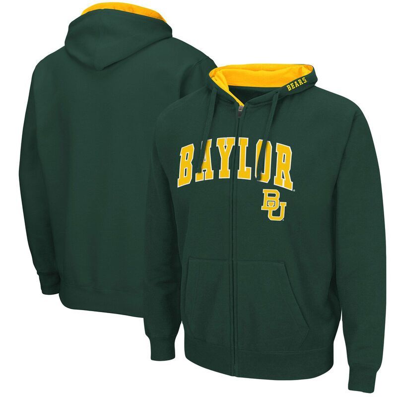 コロシアム メンズ トップス Tシャツ ロゴ パーカー Mens Colosseum Green Baylor Bears Arch Logo 30 FullZip Hoodie Bay Green グリーン