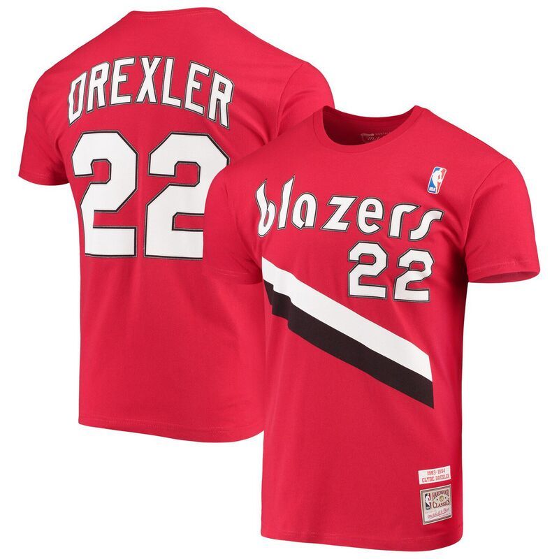 アンブランデッド メンズ トップス Tシャツ ブレザー Unbranded Mens Mitchell Ness Clyde Drexlered Portland Trail Blazers Hardwood Classics Player Name Numb