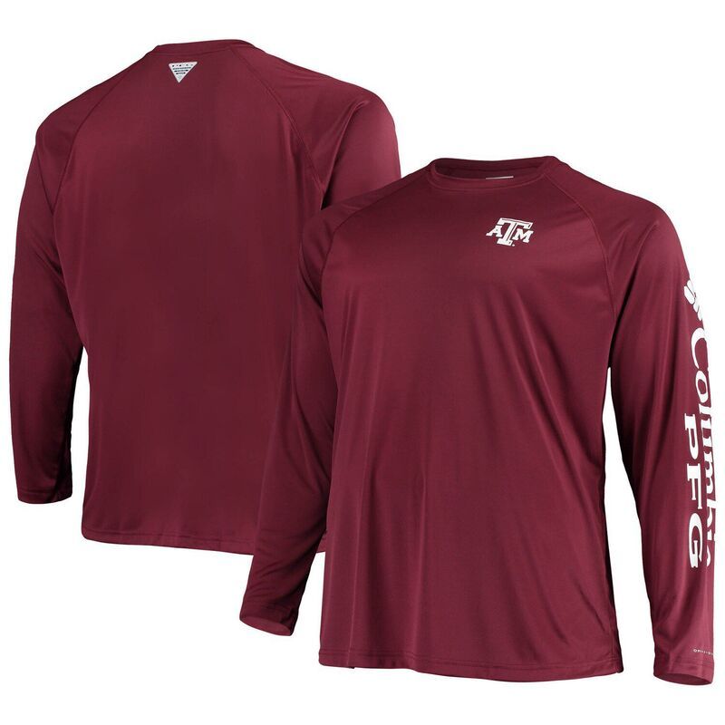 コロンビア メンズ トップス Tシャツ トール Mens Columbia Maroon Texas AM Aggies Big Tall Terminal Tackle OmniShade Long Sleeve Raglan TShirtam Red レッ