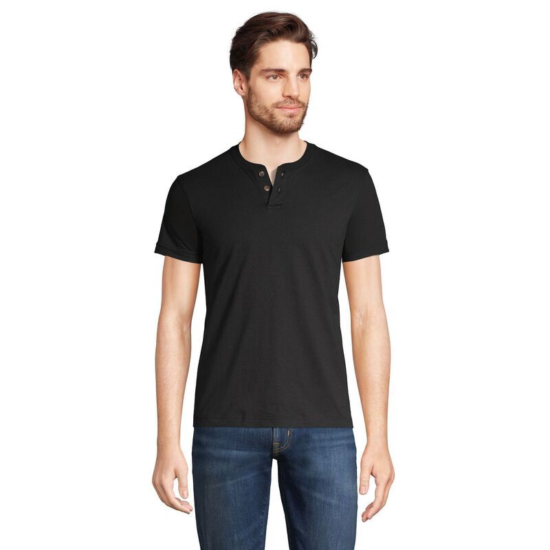 ランズエンド メンズ トップス Tシャツ Mens Lands End ClassicFit SuperT Henley Black ブラック