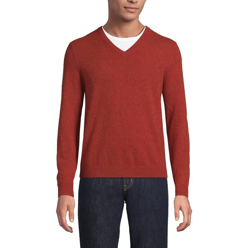ランズエンド メンズ アウター ニット・セーター Vネック Mens Lands End FineGauge Cashmere Vneck Sweater Bourbon Donegal