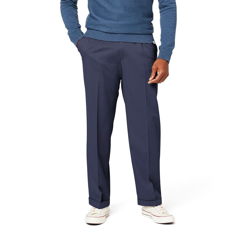 ドッカーズ メンズ ボトムス カジュアルパンツ リラックスフィット プリーツ Mens Dockers Relaxed Fit Comfort Stretch Pleated Cuffed Khaki Pants Dockers Navy ネイビー