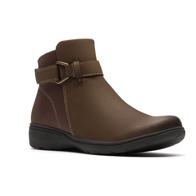 クラークス レディース シューズ ブーツ・レインブーツ アンクル レザー Clarks Carleigh Drift Womens Nubuck Leather Ankle Boots Mushroom Nubuck