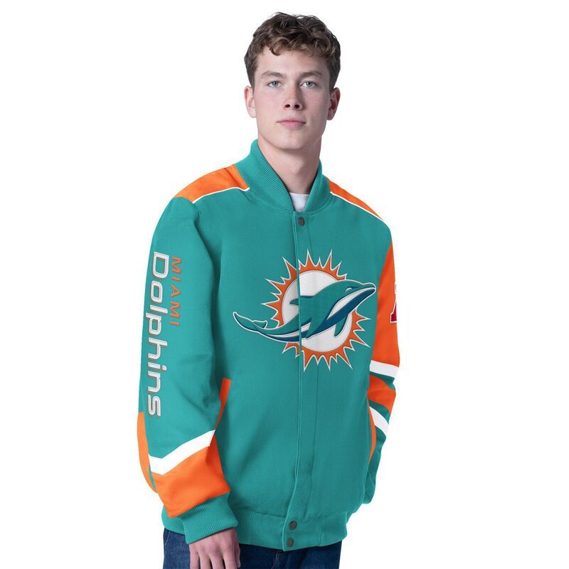カール バンクス メンズ アウター ジャケット・ブルゾン Mens GIII Sports by Carl Banks Aqua Miami Dolphins Prime Time FullZip Racing Jacket Dol Turq A アクア