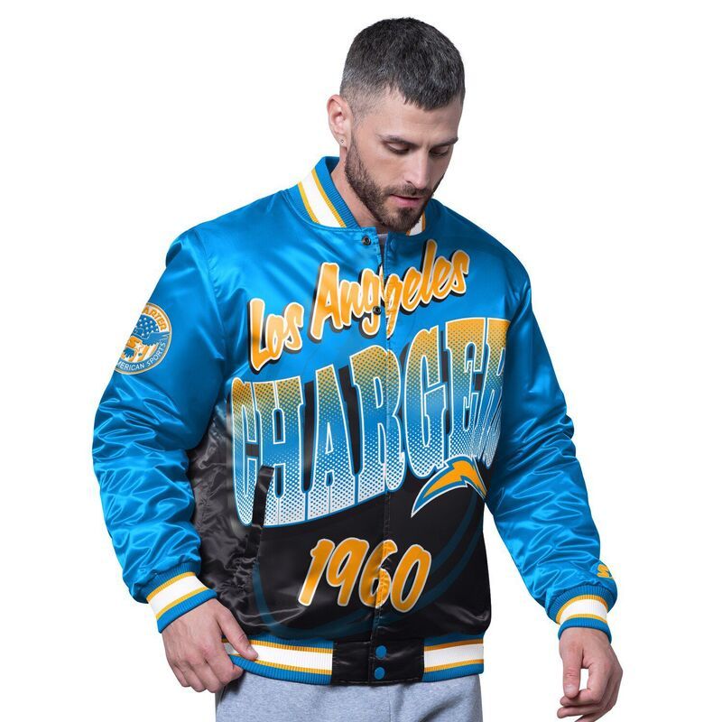 スターター メンズ アウター ジャケット・ブルゾン Menstarter Powder Blue Los Angeles Chargers Pass Rush Varsity FullSnap Jacket Chg Light ブルー 29,770円