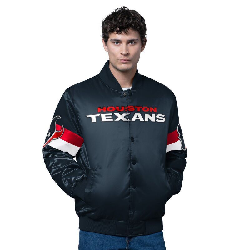 スターター メンズ アウター ジャケット・ブルゾン サテン Menstarter Navy Houston Texans Triple Option Satin Varsity FullSnap Jacketxs Navy ネイビー