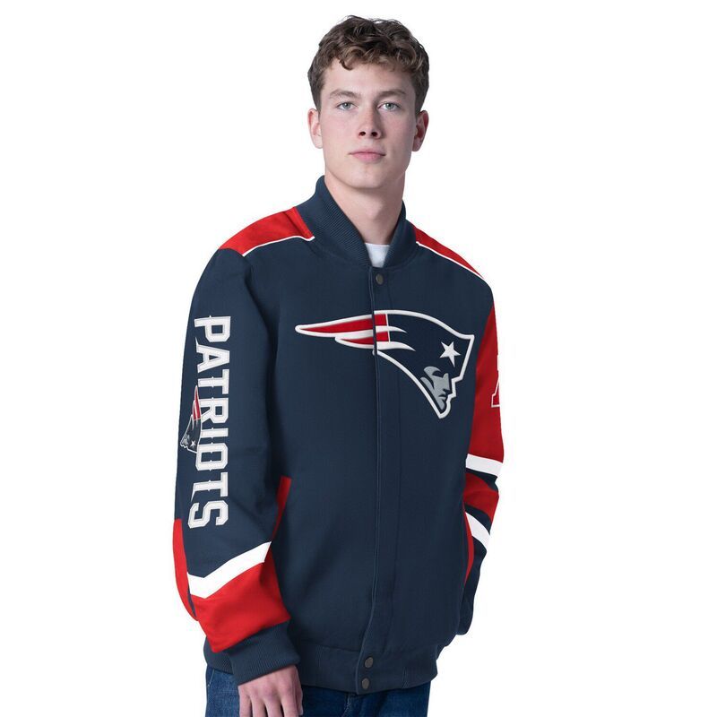 カール バンクス メンズ アウター ジャケット・ブルゾン Mens GIII Sports by Carl Banks Navy New England Patriots Prime Time FullZip Racing Jacket Pat Navy ネイ