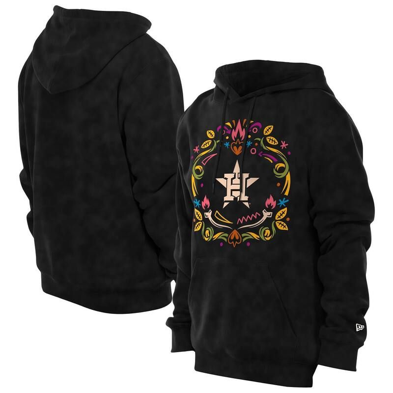 ニューエラ メンズ トップス Tシャツ フリース パーカー Mens New Era Black Houston Astros D _a de los Muertos Brushed Fleece Hoodie Ast Black ブラック