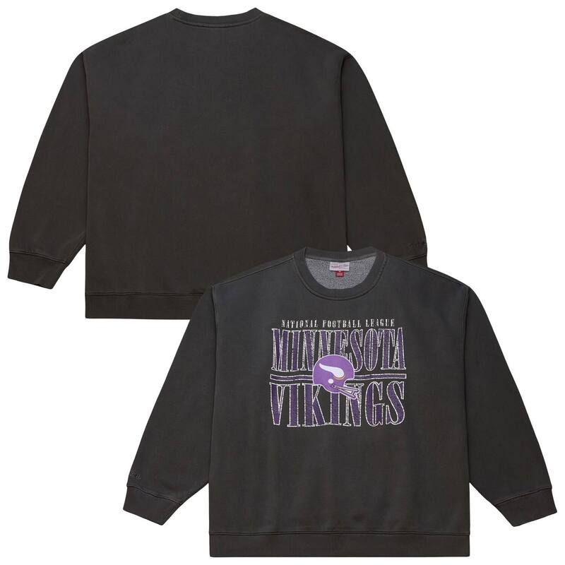 ミッチェルネス メンズ トップス Tシャツ ヴィンテージ スウェット ダウン ロゴ Mens Mitchell Ness Black Minnesota Vikings Downtown Crew Vintage Logo Sweatshirt Mvk Bla