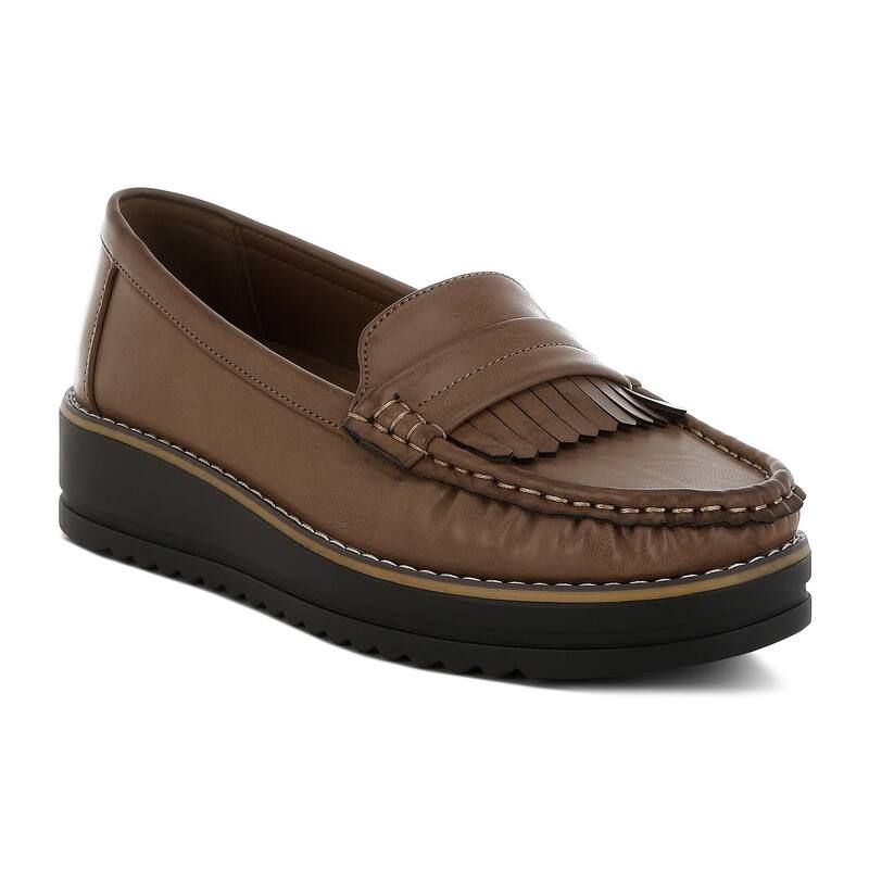 ロンドンラグ レディース シューズ スリッポン・ローファー フリンジ London Rag Croyda Womens Nubuck Fringed Loafers Taupe トープ