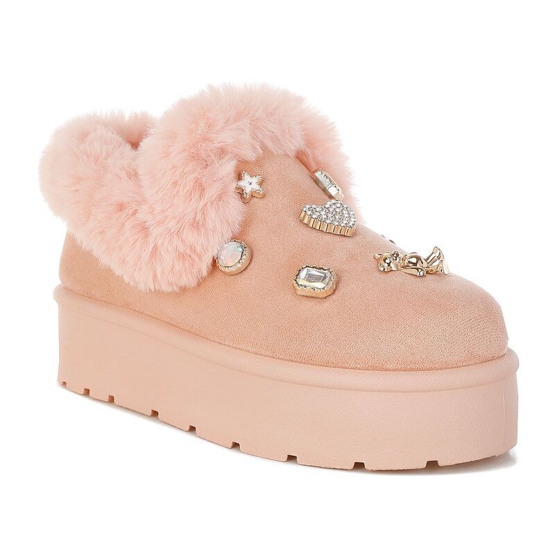 ロンドンラグ レディース シューズ ブーツ・レインブーツ London Rag Zeta Womens Charm Detail SlipOn Winter Boots Pink ピンク
