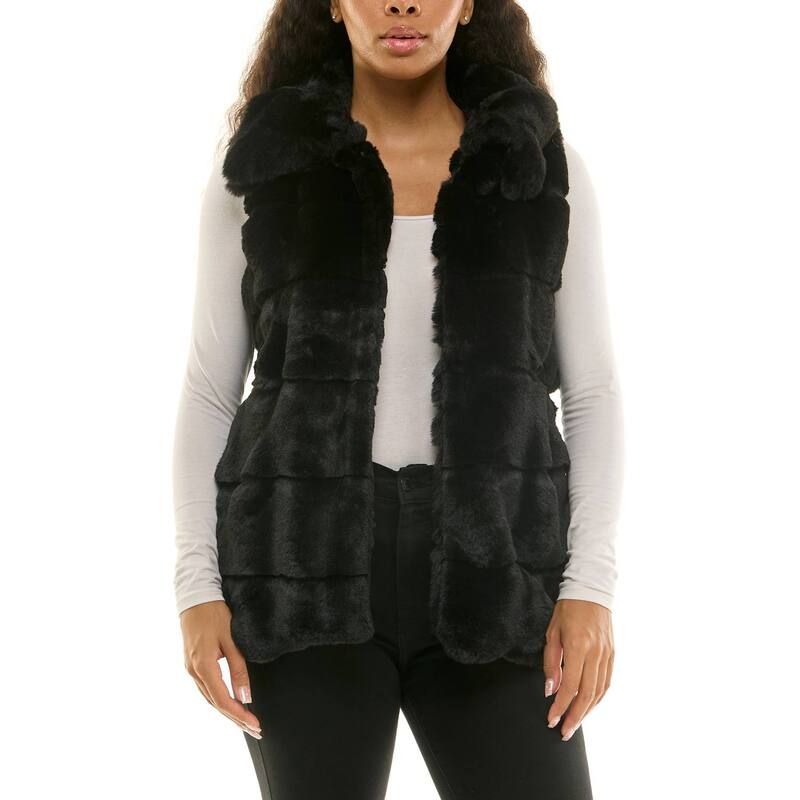 ニナレオナルド レディース アウター ニット・セーター ベスト ノースリーブ Womens Nina Leonard Sleeveless Faux Fur Vest Black ブラック