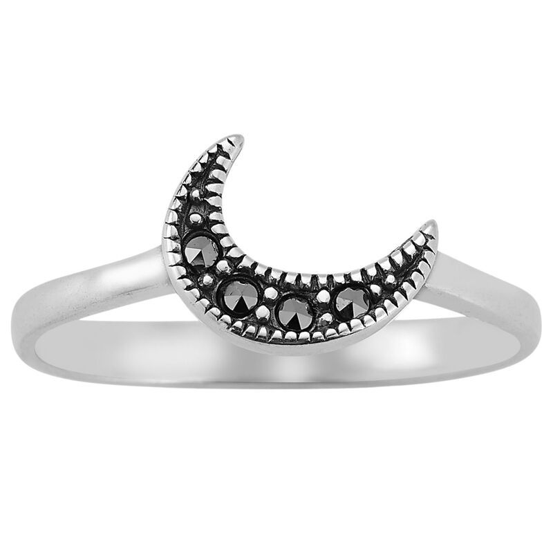 Sunkissed Sterling レディース アクセサリー リング Sunkissed Sterling Silver Oxidized Cubic Zirconia Moon Ring Silver Tone シルバー