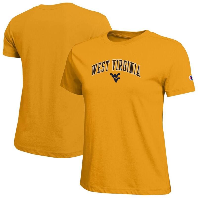 チャンピオン レディース トップス Tシャツ ロゴ Womens Champion Gold West Virginia Mountaineers Arched Over Logo TShirt Wvu Gold ゴールド