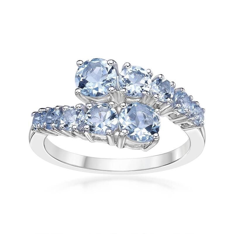 Gemminded レディース アクセサリー リング Gemminded Rhodium Over 10k Gold Aquamarine Ring 14k White Gold ホワイト