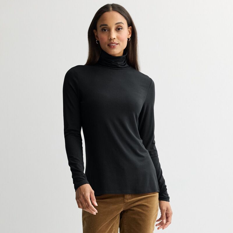 クロフト＆バロー レディース トップス Tシャツ タートルネック Womens Croft Barrow Fitted Turtleneck Mineral Black ブラック