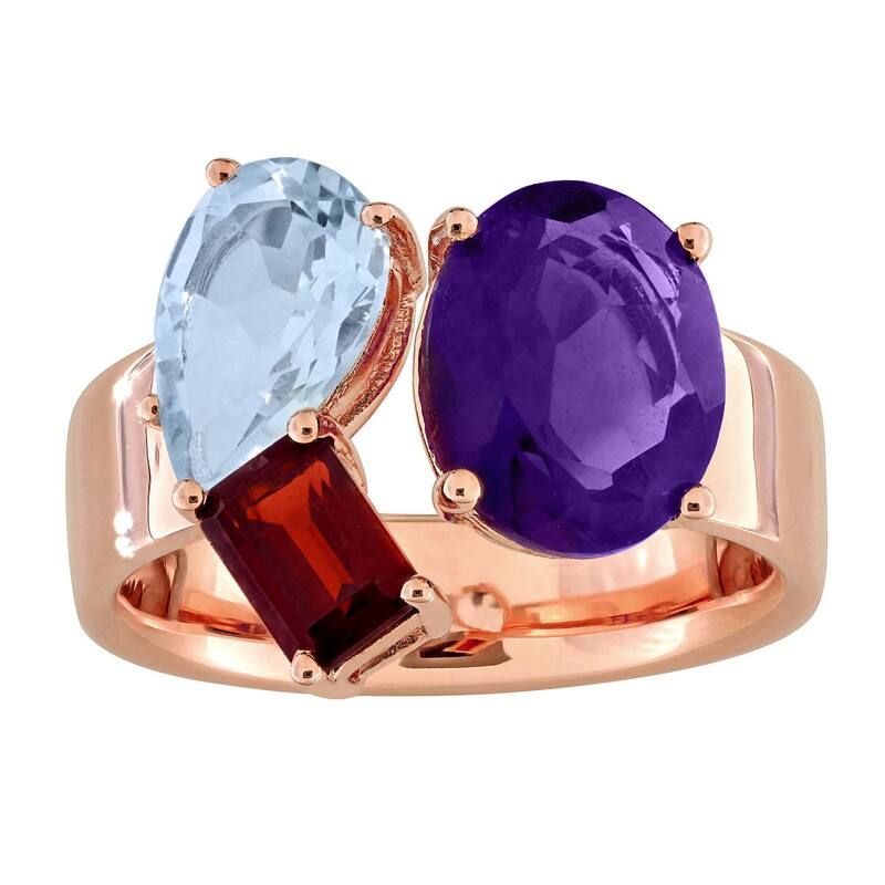 ステラ グレース レディース アクセサリー リング Stella Grace 18K Rose Gold Over Silver MultiGemstone 3Stone Ring Rose Tone ストーン