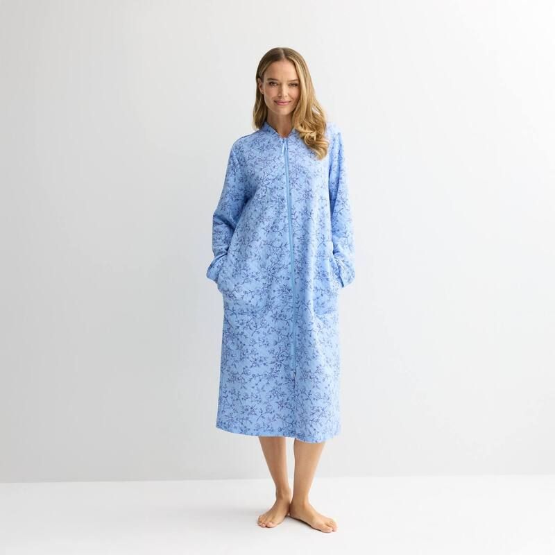 クロフト&バロー レディース アンダーウェア ナイトウェア キルティング Womens Croft Barrow Long Quilted Zip Robe Floral Twigs